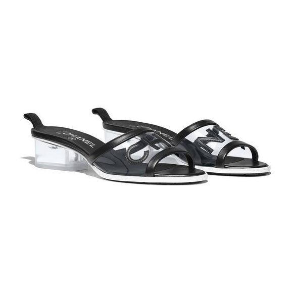 CHANEL Black PVC Transparent Heel Mules 41C - Picture 3 of 6
